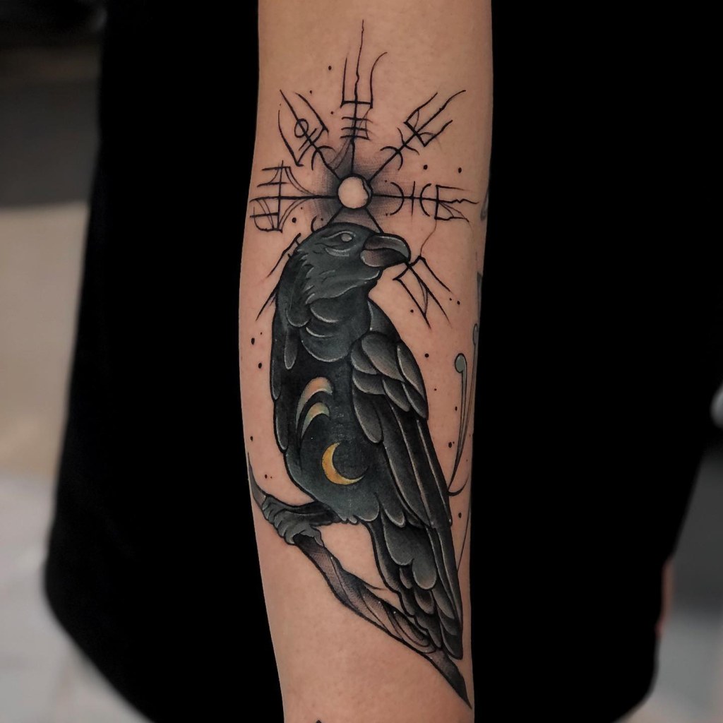 Picture of: Amazing Nordic Raven Tattoo Designs and Meanings Inspired by