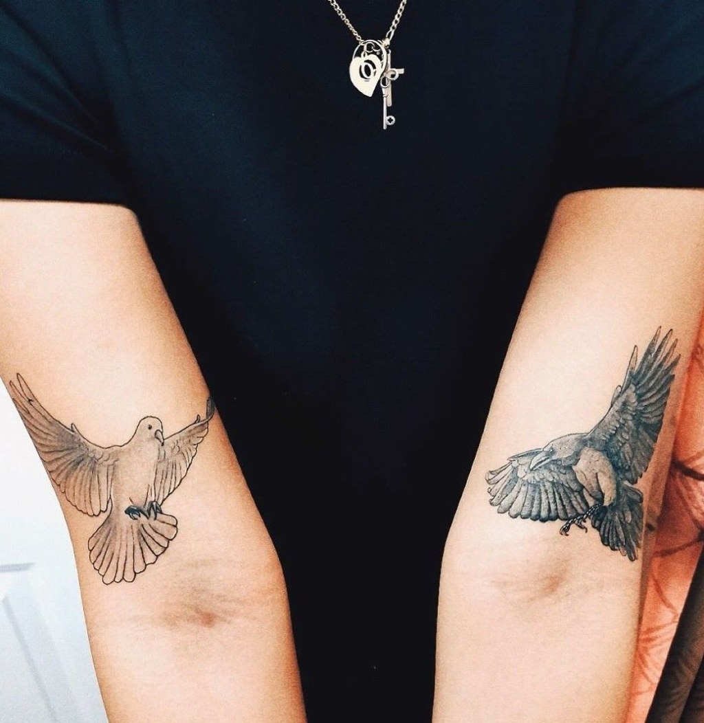 Picture of: I&#;ve learned that doves and ravens fly the same”  Flying tattoo