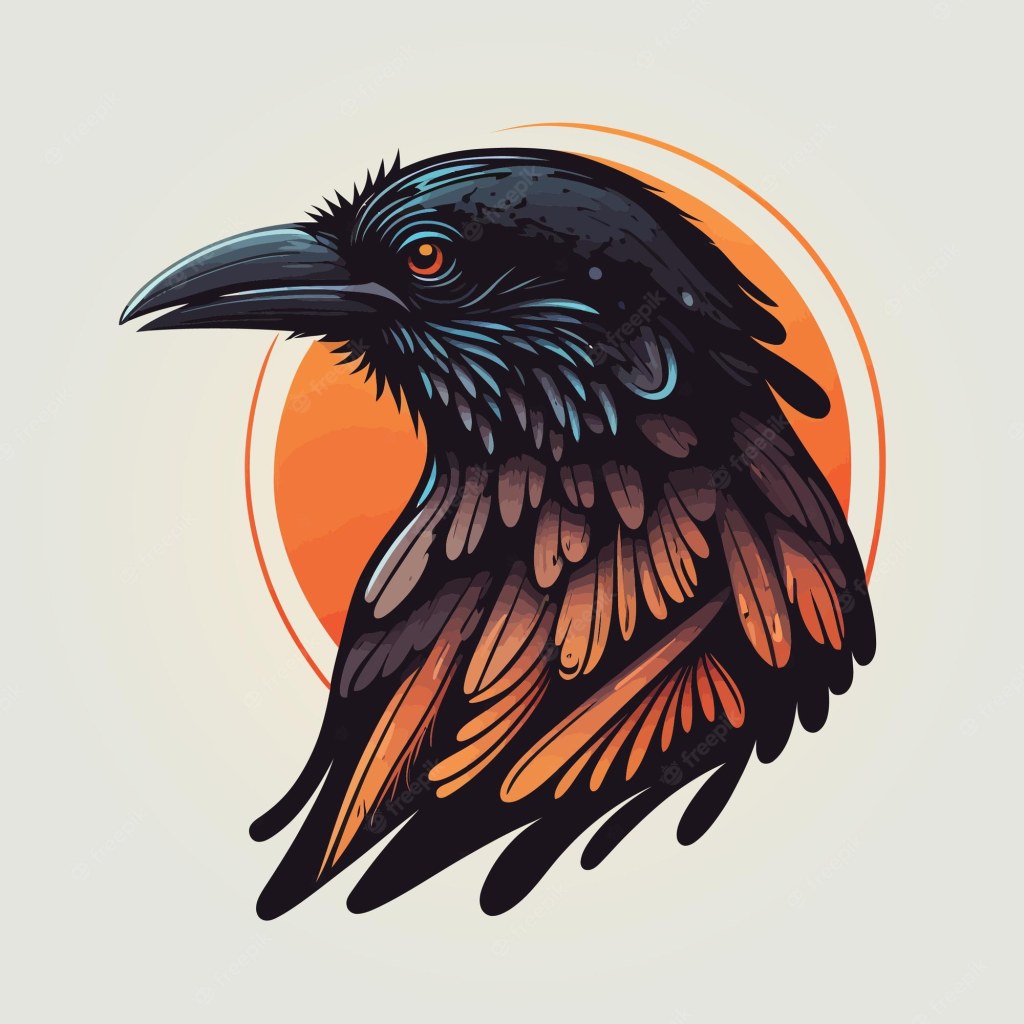 Picture of: Premium Vector  Raven stylized illustration design, crow logo