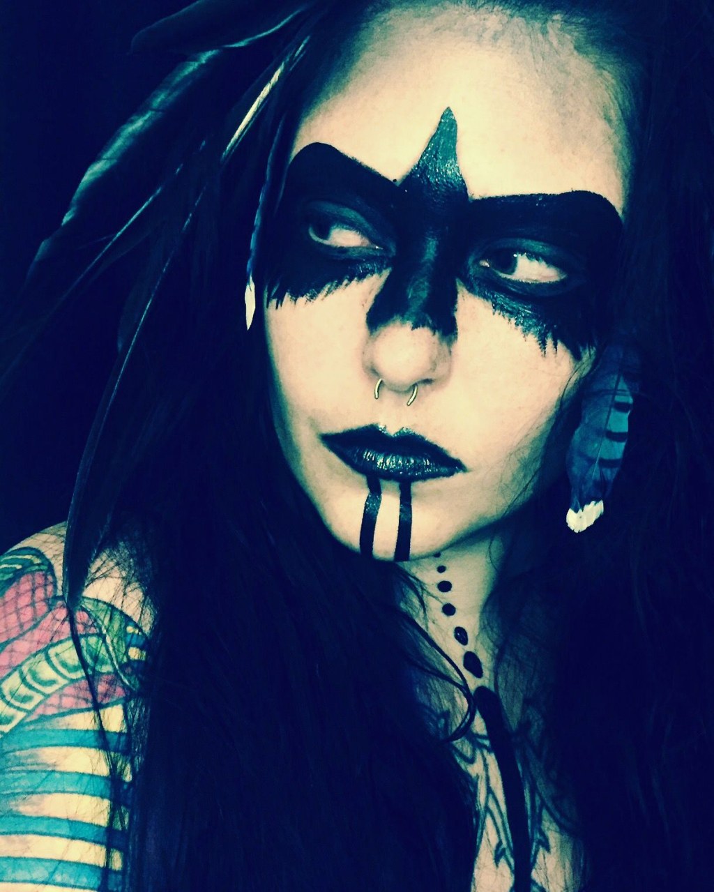 Picture of: Raven warrior crow Indian makeup face paint Halloween costume from